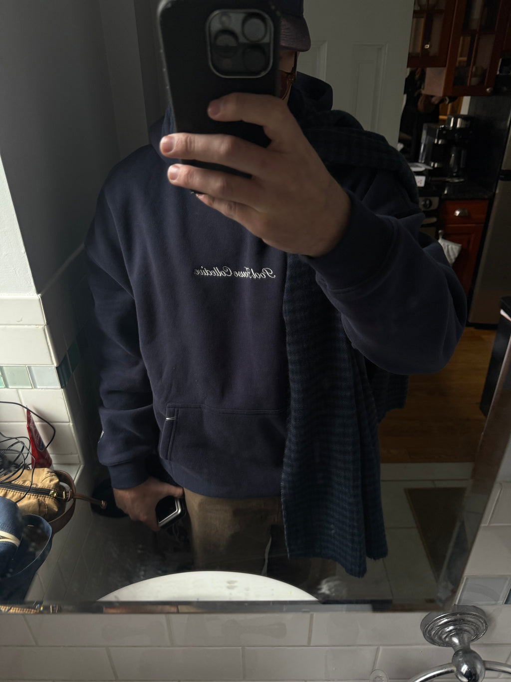 Oversized Embroidered Script Hoodie