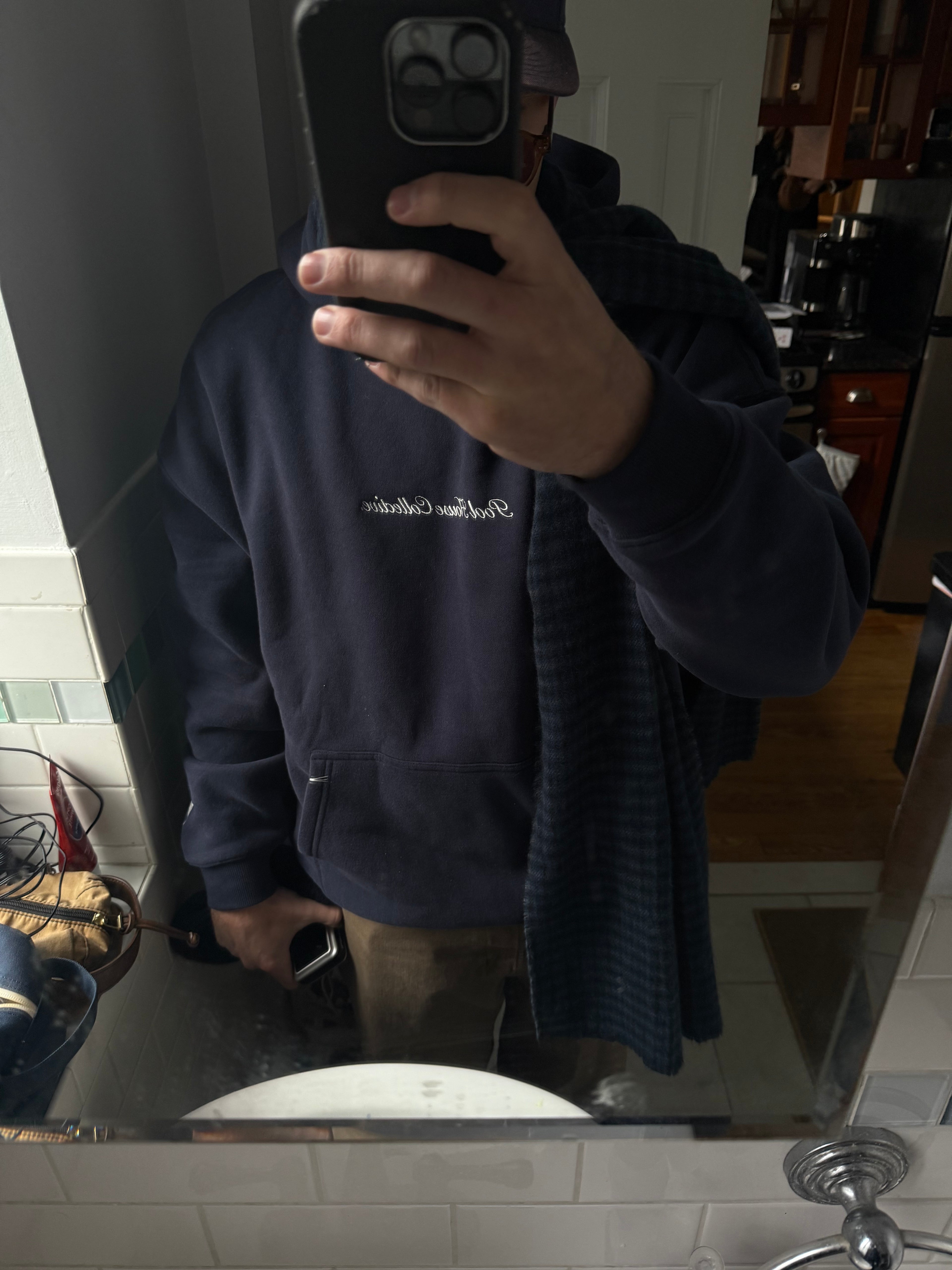 Oversized Embroidered Script Hoodie